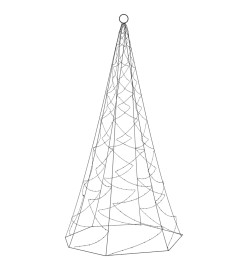 Sapin de Noël sur mât de drapeau 200 LED Blanc chaud 180 cm