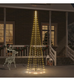 Sapin de Noël sur mât de drapeau 310 LED Blanc chaud 300 cm