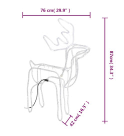 Renne de Noël Blanc chaud 76x42x87 cm