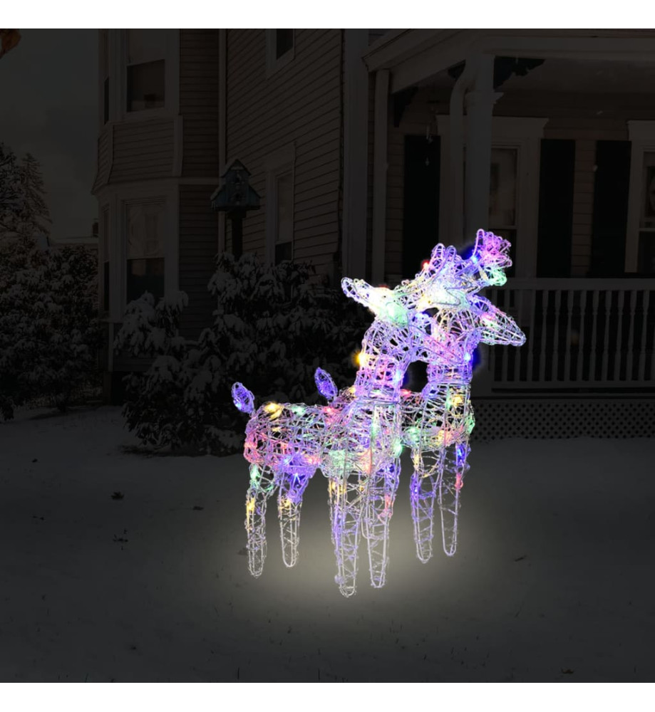 Rennes de Noël 2 pcs 80 LED Multicolore Acrylique