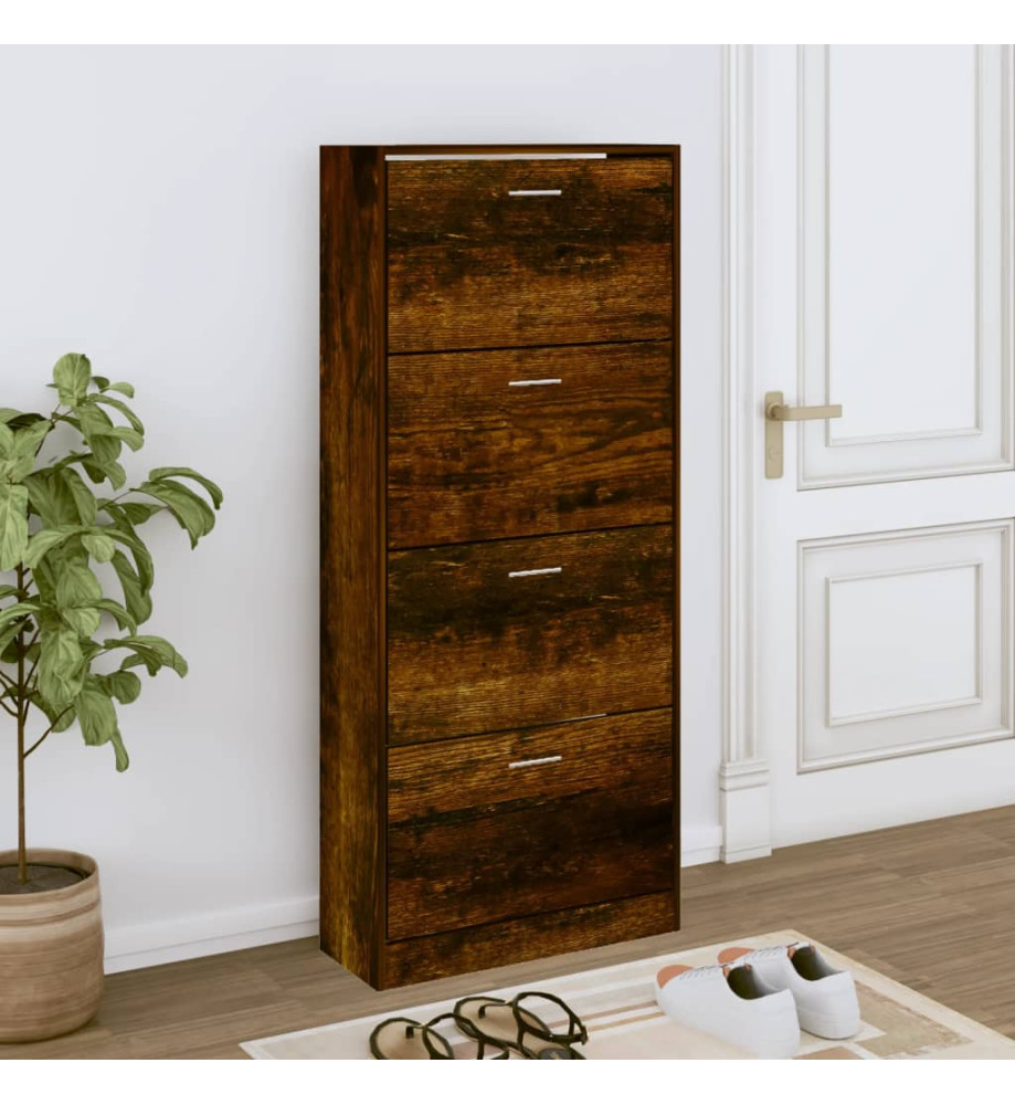 Armoire à chaussures Chêne fumé 63x24x147 cm Bois d'ingénierie