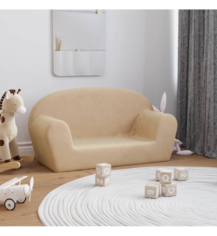 Canapé pour enfants à 2 places Crème Peluche douce