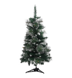 Sapin de Noël artificiel avec support Vert et blanc 90 cm PVC