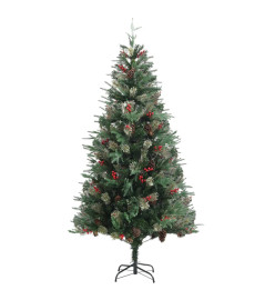 Sapin de Noël avec pommes de pin Vert 225 cm PVC et PE