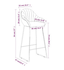 Tabouret de bar Gris foncé Velours