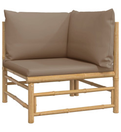 Salon de jardin 6 pcs avec coussins taupe bambou