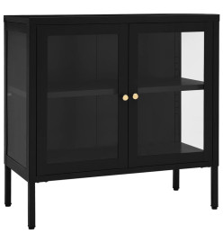 Buffet Noir 70x35x70 cm Acier et verre