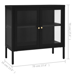 Buffet Noir 70x35x70 cm Acier et verre