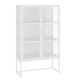 Buffet haut Blanc 80x35x135 cm Acier et verre trempé