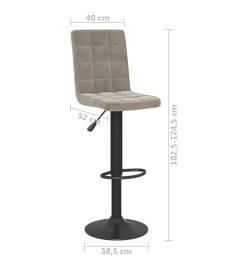 Tabourets de bar lot de 2 gris clair velours