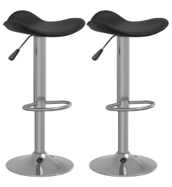 Tabourets de bar lot de 2 noir acier chromé et cuir artificiel