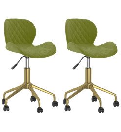 Chaises pivotantes à manger lot de 2 Vert clair Velours