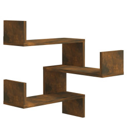Étagères d'angle murales 2 pcs Chêne fumé 40x40x50 cm Bois
