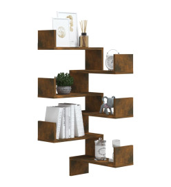 Étagères d'angle murales 2 pcs Chêne fumé 40x40x50 cm Bois