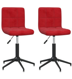 Chaises pivotantes salle à manger 2 pcs Rouge bordeaux Velours