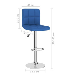 Tabourets de bar lot de 2 bleu tissu