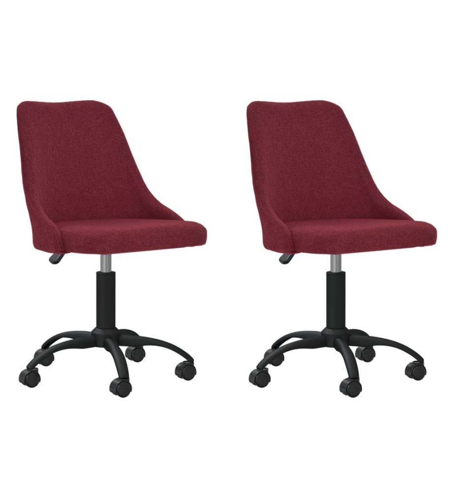 Chaises pivotantes à manger lot de 2 rouge bordeaux tissu