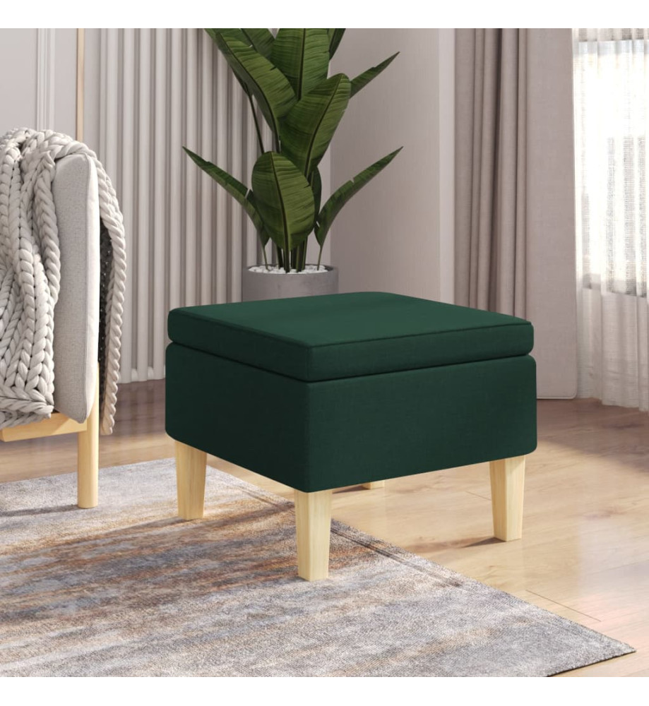 Tabouret avec pieds en bois Vert foncé Tissu