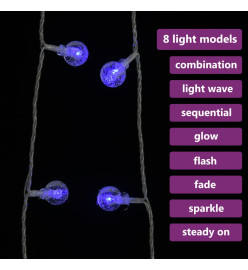 Guirlande lumineuse Globe 40 m 400 LED Bleu 8 fonctions