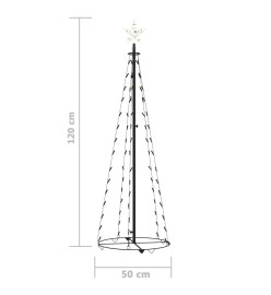 Arbre de Noël cône 70 LED blanc chaud décoration 50x120 cm