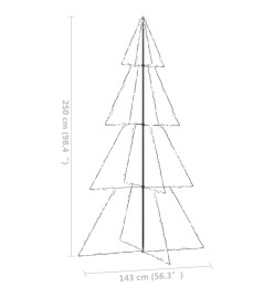 Arbre de Noël cône 360 LED d'intérieur/d'extérieur 143x250 cm