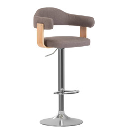 Tabourets de bar lot de 2 taupe bois courbé et tissu