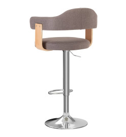 Tabourets de bar lot de 2 taupe bois courbé et tissu