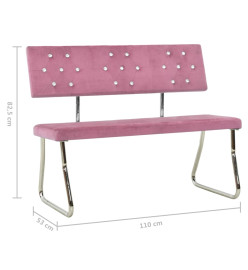 Banc 110 cm Rose Velours