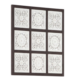 Panneau mural sculpté à la main MDF 60x60x1,5cm Marron et blanc