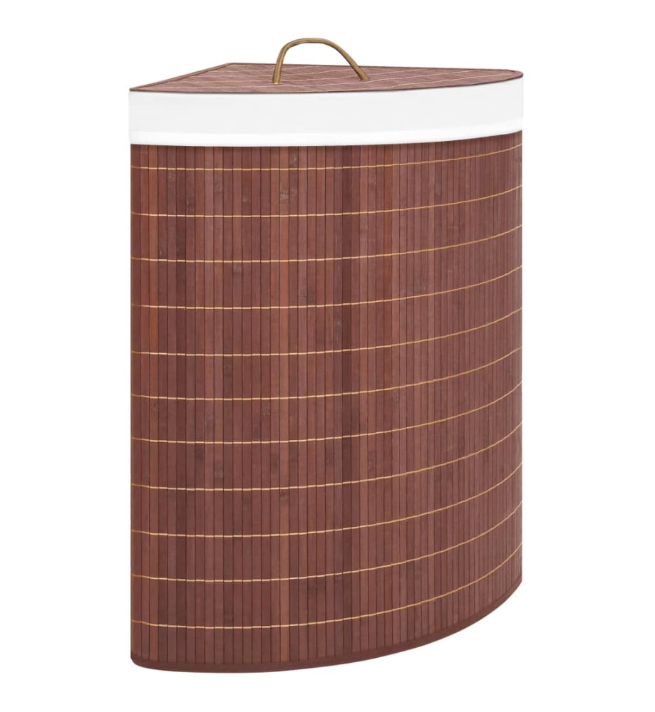 Panier à linge d'angle Bambou Marron 60 L