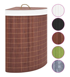 Panier à linge d'angle Bambou Marron 60 L