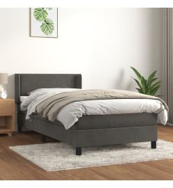 Lit à sommier tapissier et matelas Gris foncé 90x200 cm Velours