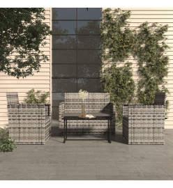 Salon de jardin avec coussins 4 pcs résine tressée gris