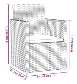 Salon de jardin avec coussins 4 pcs résine tressée gris