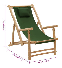 Chaise de terrasse Bambou et toile Vert