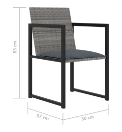 Mobilier à dîner de jardin 9pcs et coussins Résine tressée Gris