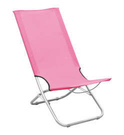 Chaises de plage pliables 2 pcs Rose Tissu