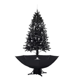 Arbre de Noël neigeux avec base de parapluie Noir 190 cm PVC