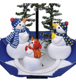 Arbre de Noël neigeux avec base de parapluie Bleu 75 cm PVC