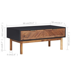 Table basse 90x50x40 cm Bois d'acacia massif et MDF