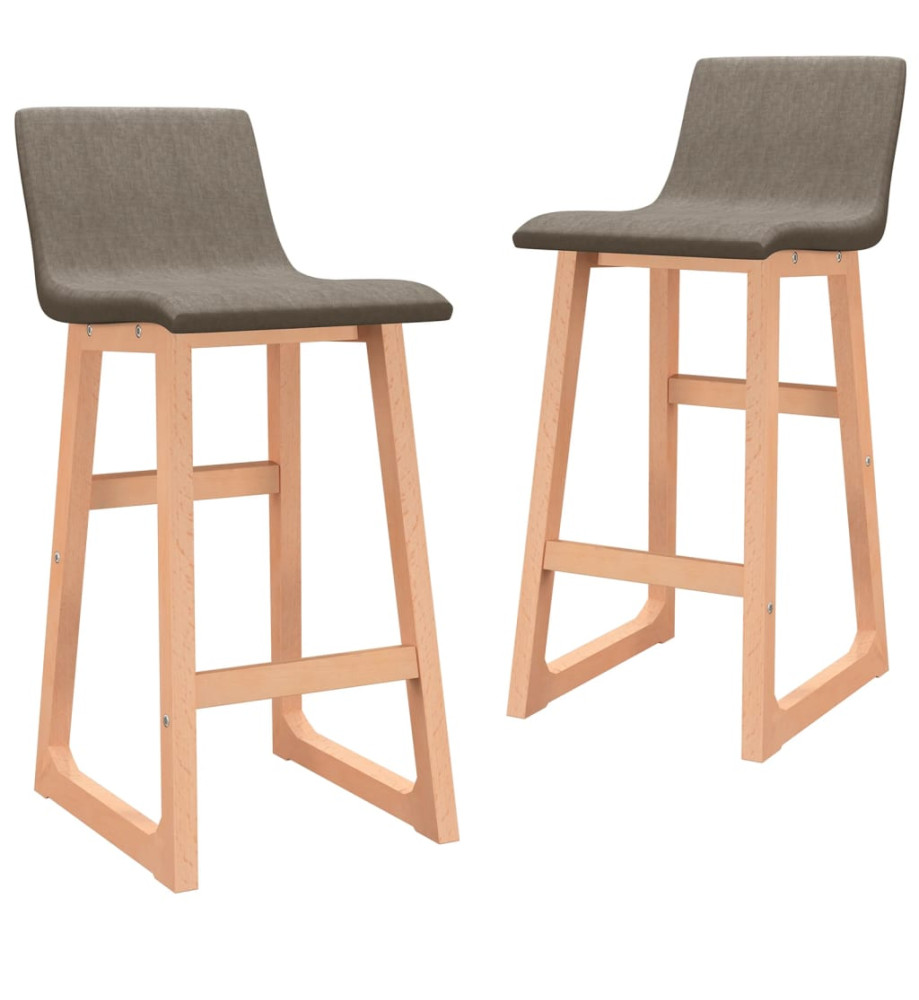 Tabourets de bar lot de 2 taupe tissu