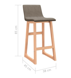 Tabourets de bar lot de 2 taupe tissu