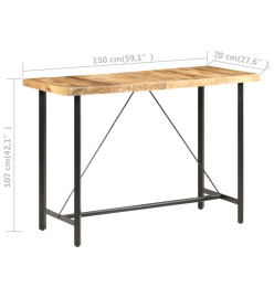 Table de bar 150x70x107 cm Bois de manguier brut