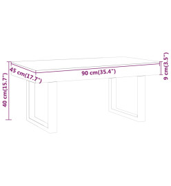 Table basse Marron foncé et noir 90x45x40 cm MDF et fer