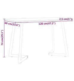 Table à dîner Marron foncé 120x60x74 cm MDF et fer