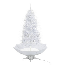 Arbre de Noël neigeux avec base de parapluie Blanc 190 cm