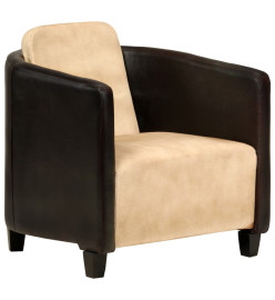 Fauteuil Brun roux et noir Cuir véritable