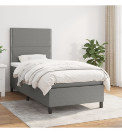 Lit à sommier tapissier avec matelas Gris foncé 100x200cm Tissu