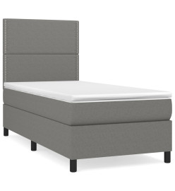 Lit à sommier tapissier avec matelas Gris foncé 100x200cm Tissu