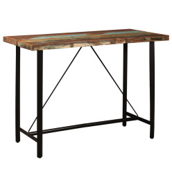 Ensemble de bar 7 pcs Bois de récupération et cuir véritable